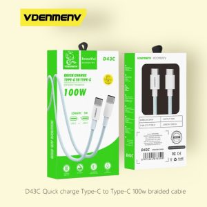 Cáp sạc nhanh  D43C | Type-C sang Type-C 100W - 1m